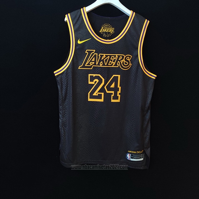 Camiseta Los Angeles Lakers Kobe Bryant #24 Black Mamba Autentico Negro